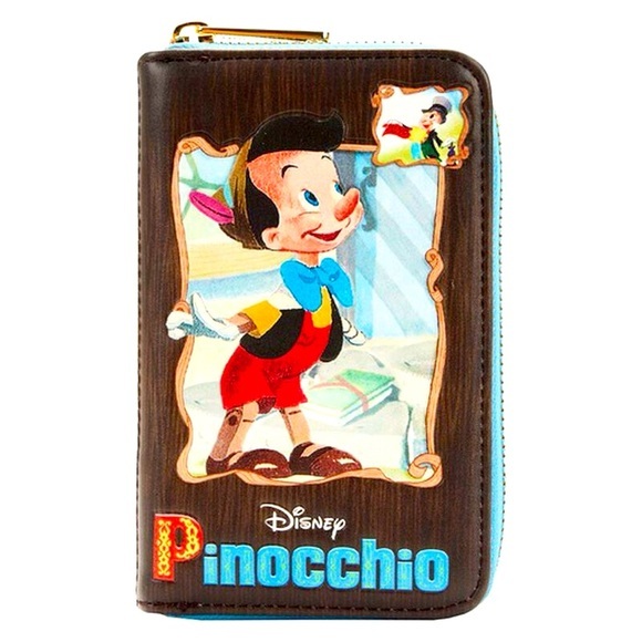 Disney LoungeflyPinocchio Book Zip Around Wallet6”W x 4”H